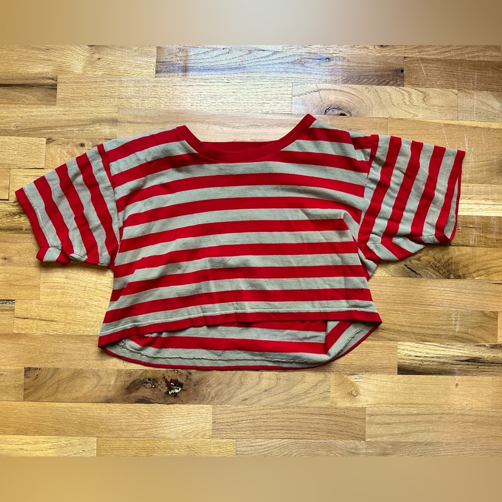 Vintage Perry Ellis Levi Strauss Stripe Crop Top Tee T-shirt